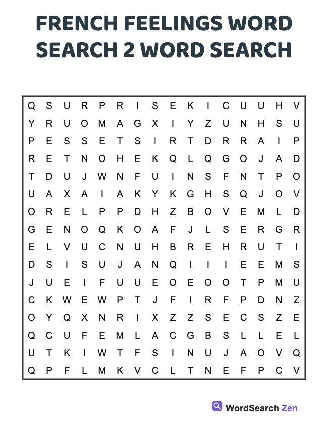 French Feelings Word Search 2