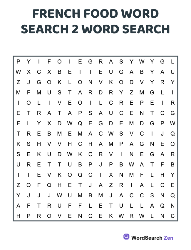 French Food Word Search 2