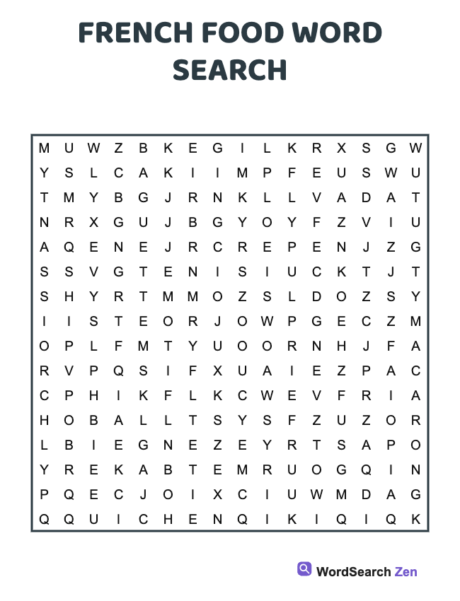 French Food Word Search