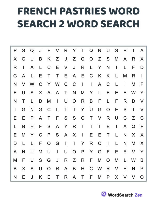 French Pastries Word Search 2