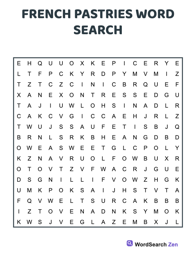 French Pastries Word Search