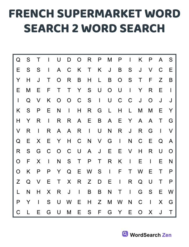 French Supermarket Word Search 2