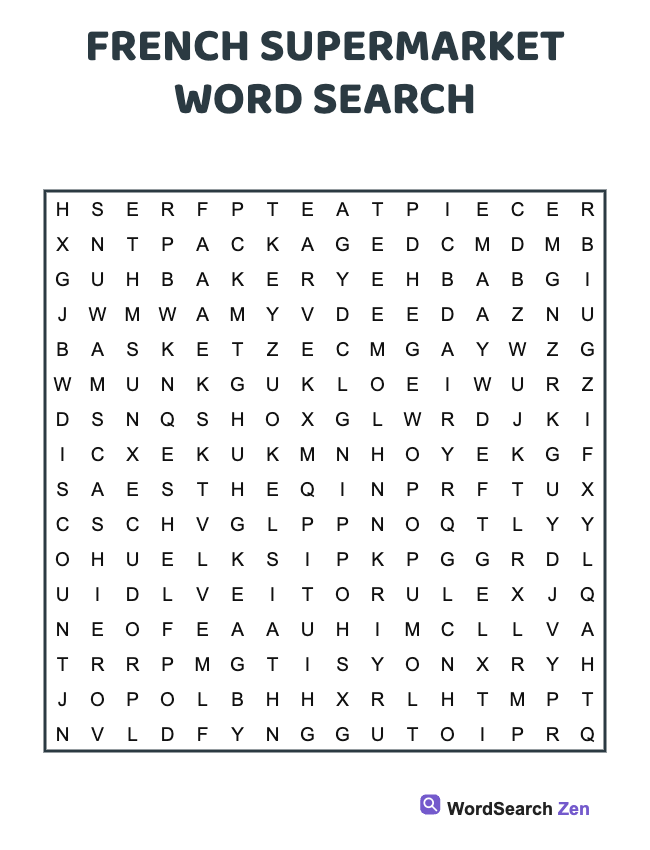 French Supermarket Word Search