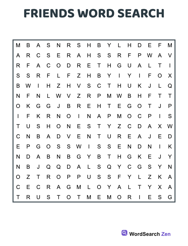 Friends Word Search