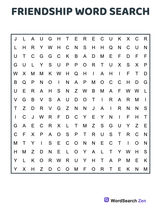 Friendship Word Search