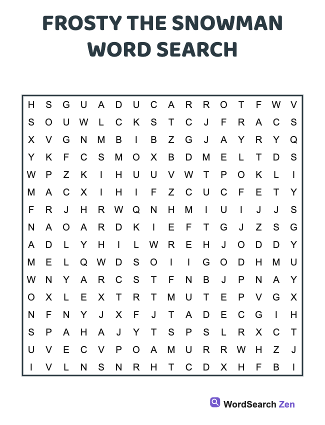 Frosty The Snowman Word Search