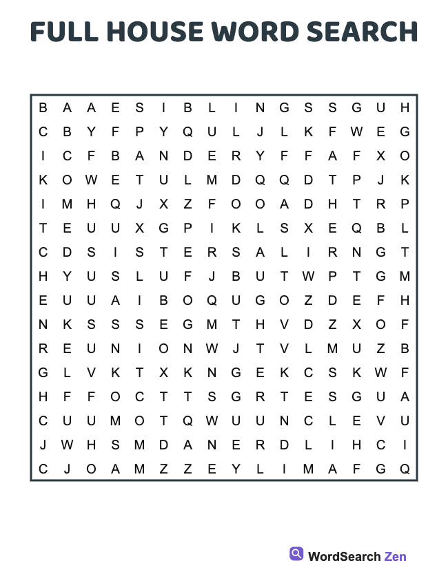 Full House Word Search