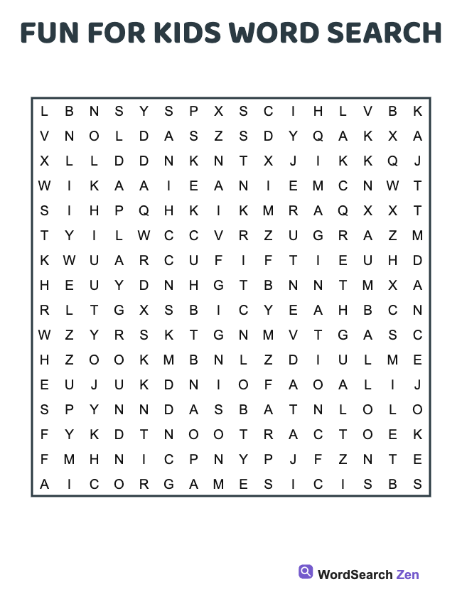 Fun For Kids Word Search