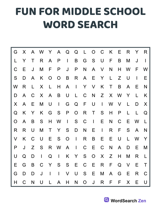 Fun For Middle School Word Search