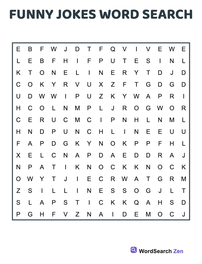 Funny Jokes Word Search