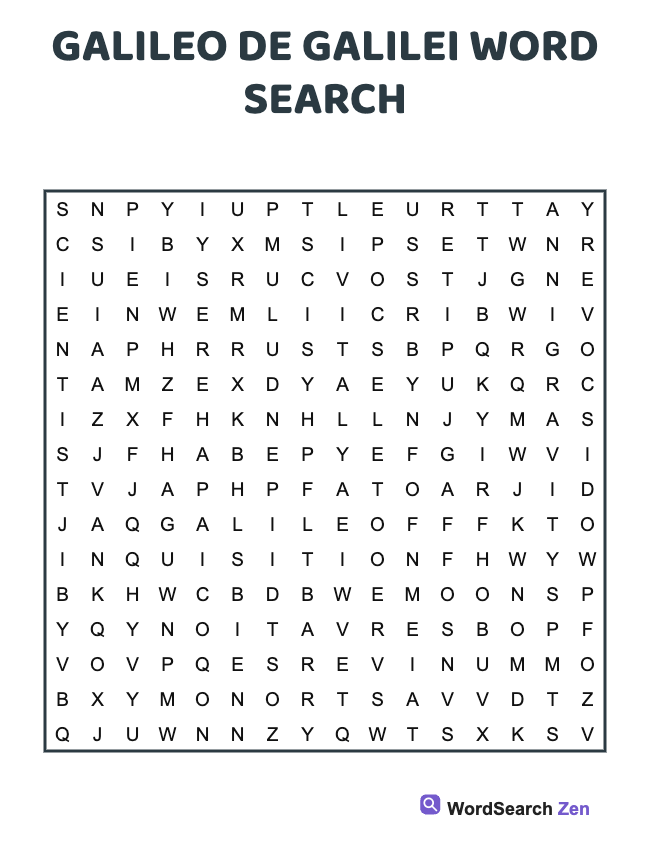 Galileo De Galilei Word Search