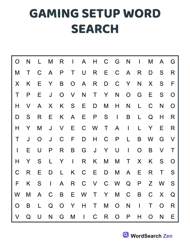 Gaming Setup Word Search