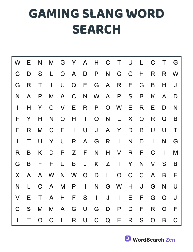 Gaming Slang Word Search
