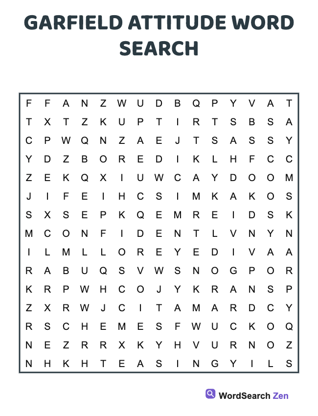 Garfield Attitude Word Search