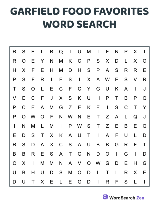 Garfield Food Favorites Word Search