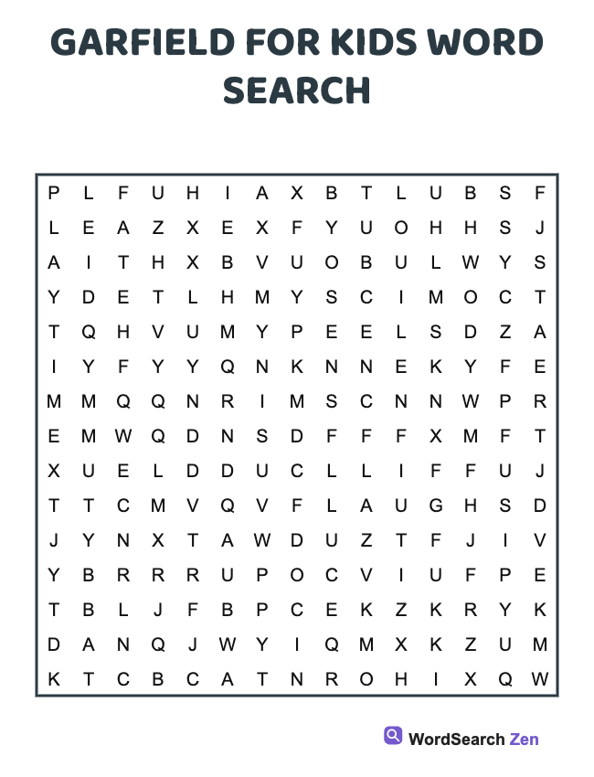 Garfield For Kids Word Search
