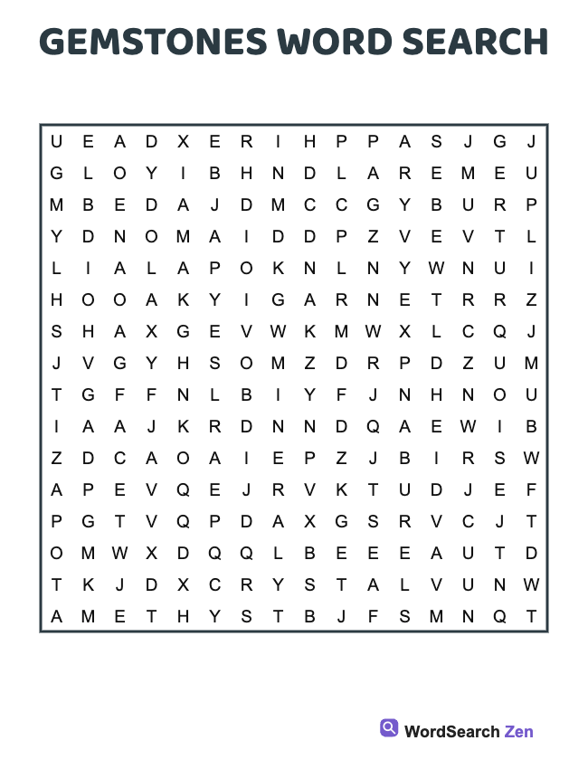 Gemstones Word Search