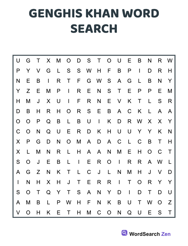 Genghis Khan Word Search
