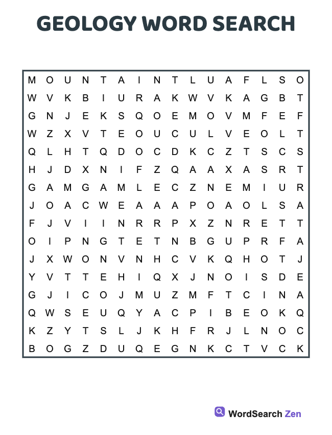 Geology Word Search