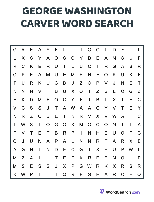 George Washington Carver Word Search