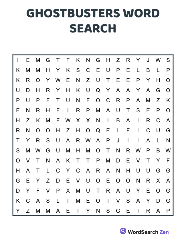 Ghostbusters Word Search