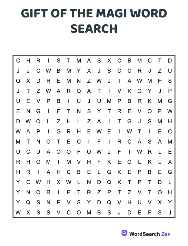 Gift Of The Magi Word Search