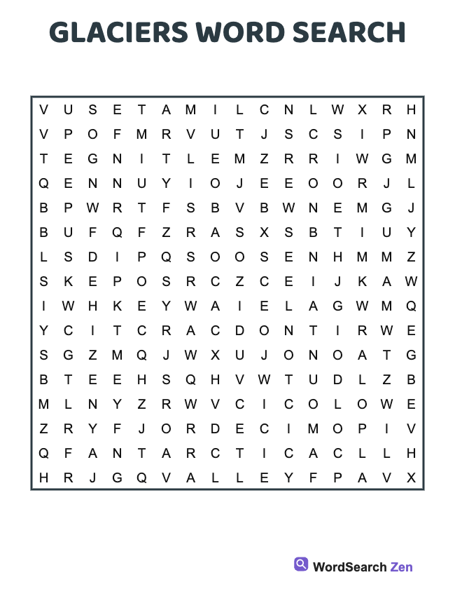 Glaciers Word Search