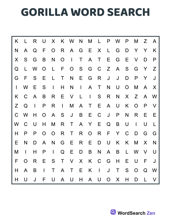 Gorilla Word Search