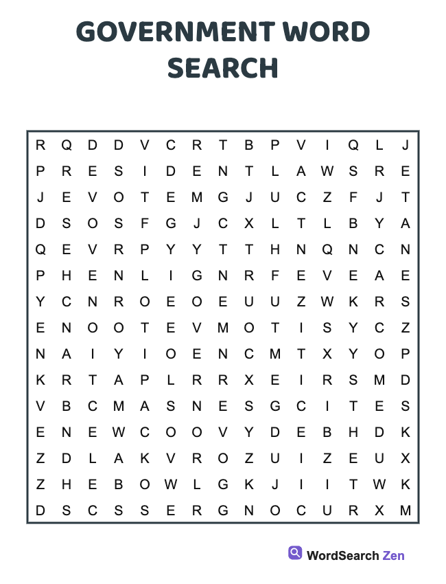 Government Word Search