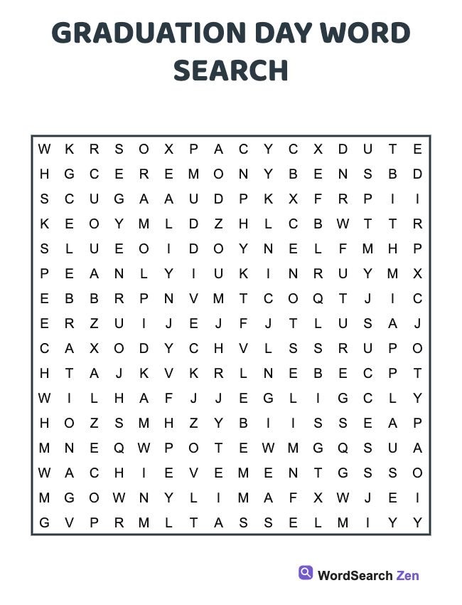 Graduation Day Word Search