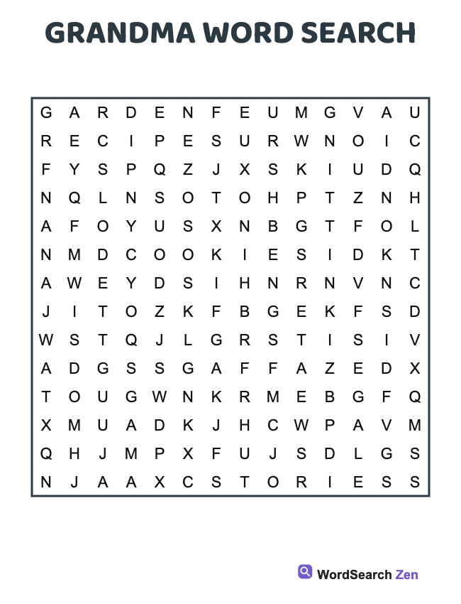 Grandma Word Search