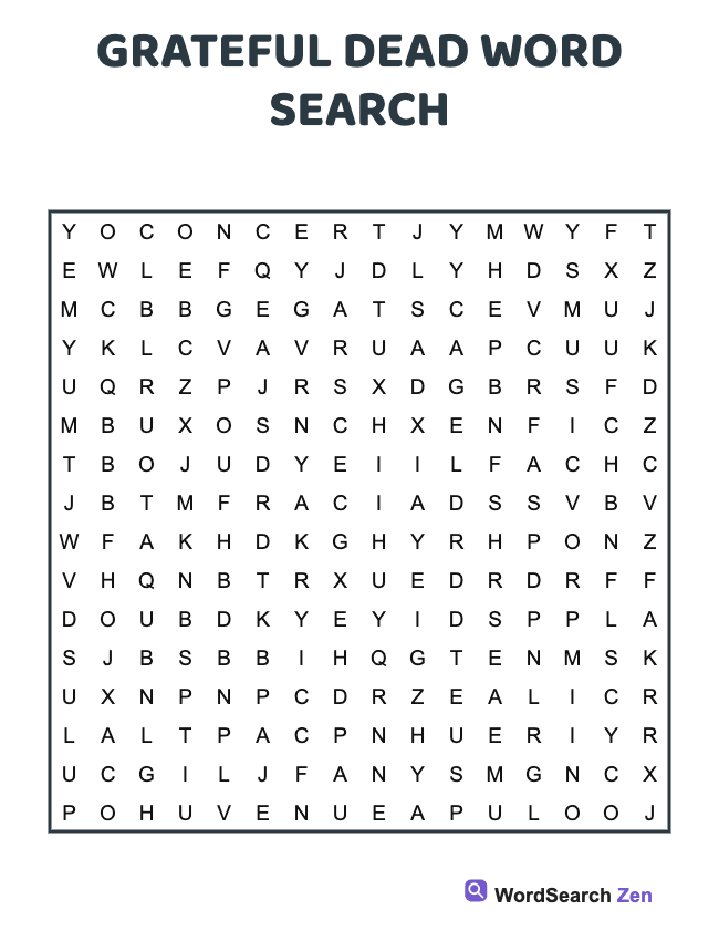 Grateful Dead Word Search