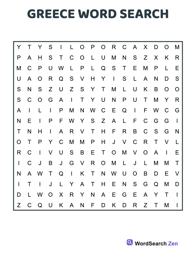 Greece Word Search