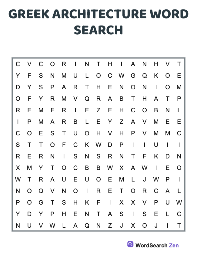 Greek Architecture Word Search