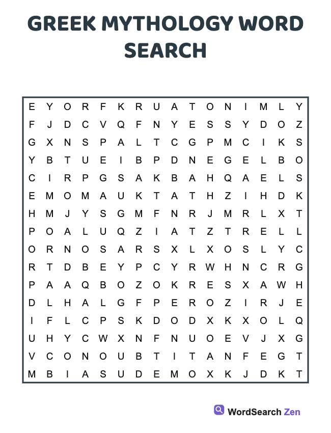 Greek Mythology Word Search