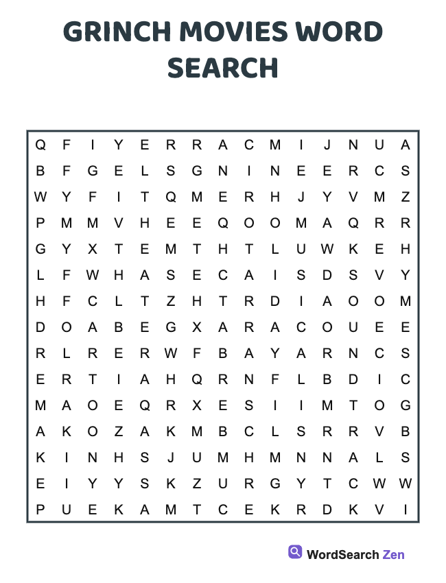 Grinch Movies Word Search