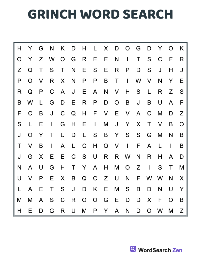 Grinch Word Search