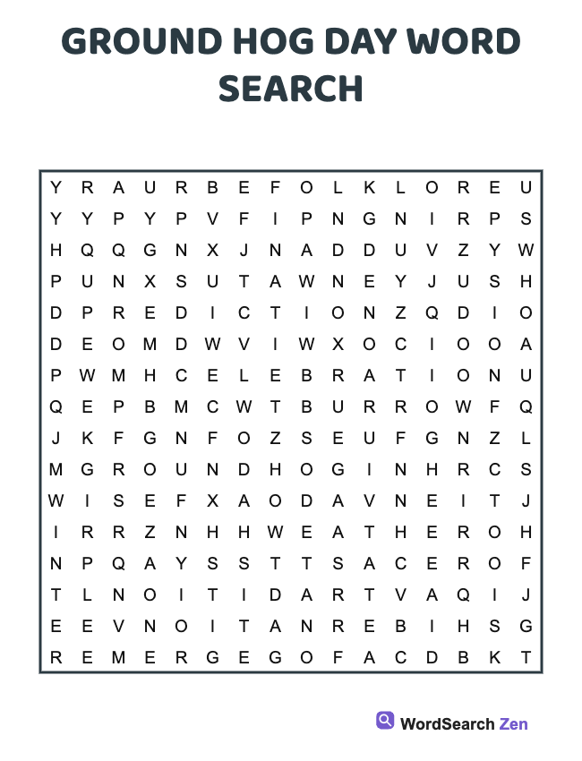Ground Hog Day Word Search