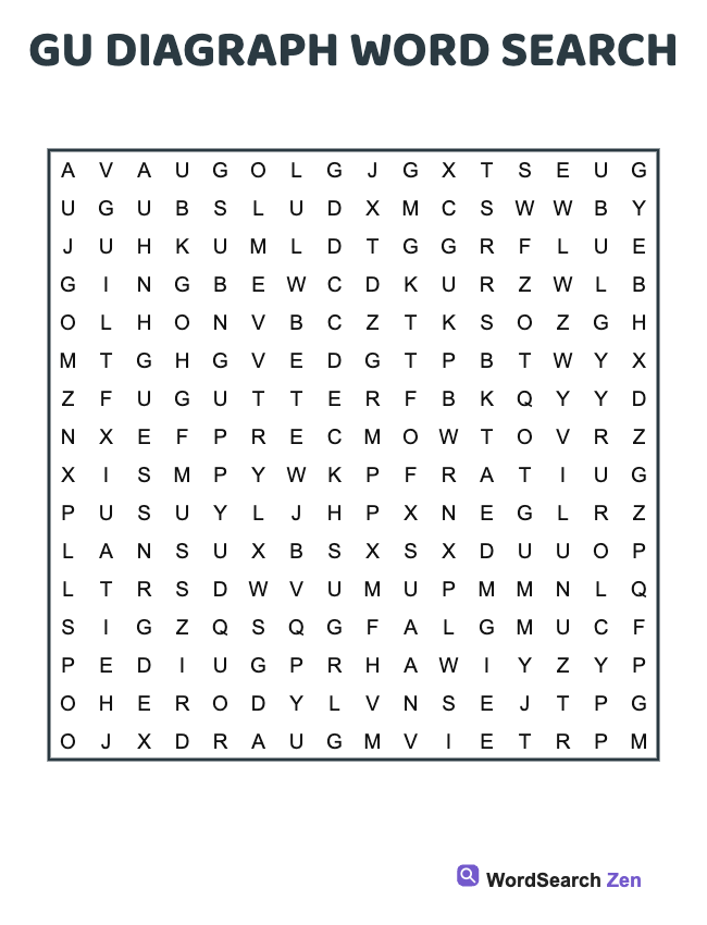 Gu Diagraph Word Search
