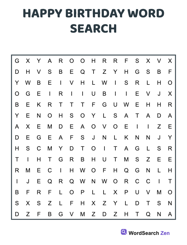 Happy Birthday Word Search