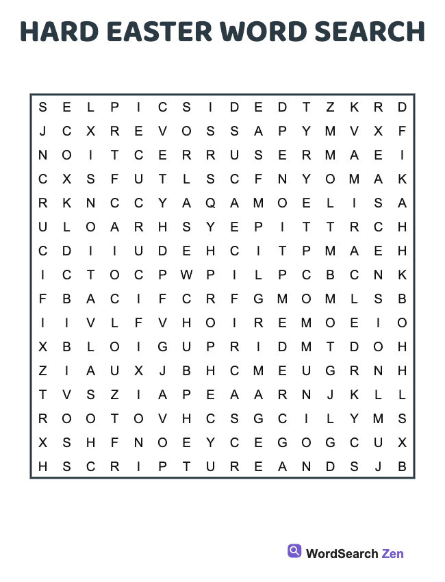 Hard Easter Word Search