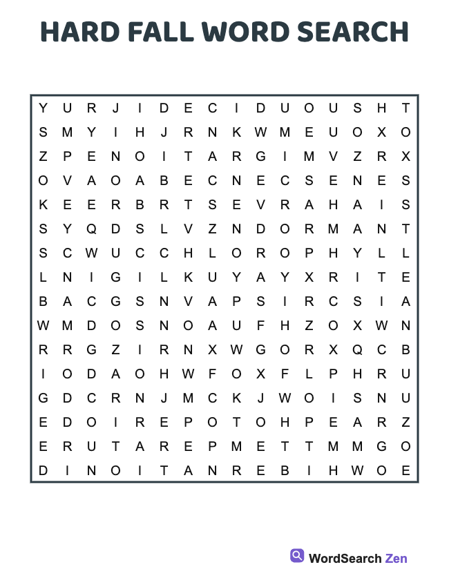 Hard Fall Word Search