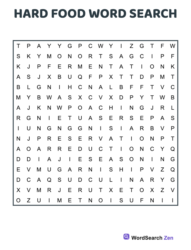Hard Food Word Search