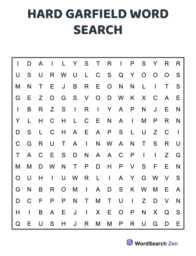 Hard Garfield Word Search