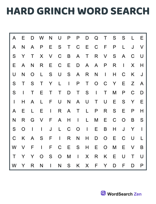 Hard Grinch Word Search