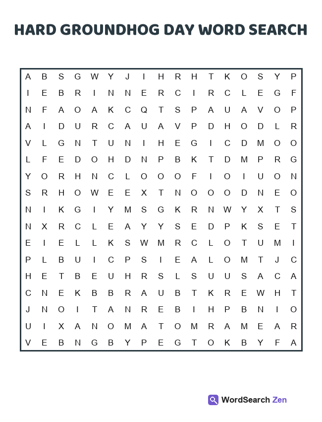 Hard Groundhog Day Word Search