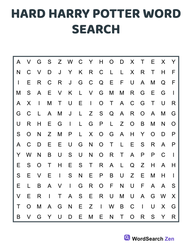 Hard Harry Potter Word Search