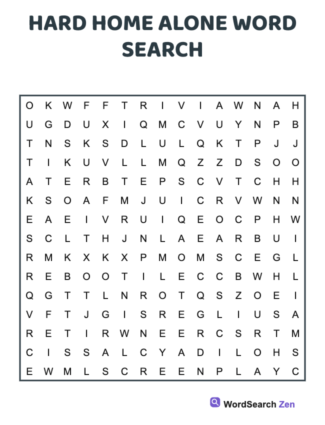 Hard Home Alone Word Search