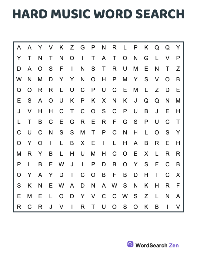 Hard Music Word Search