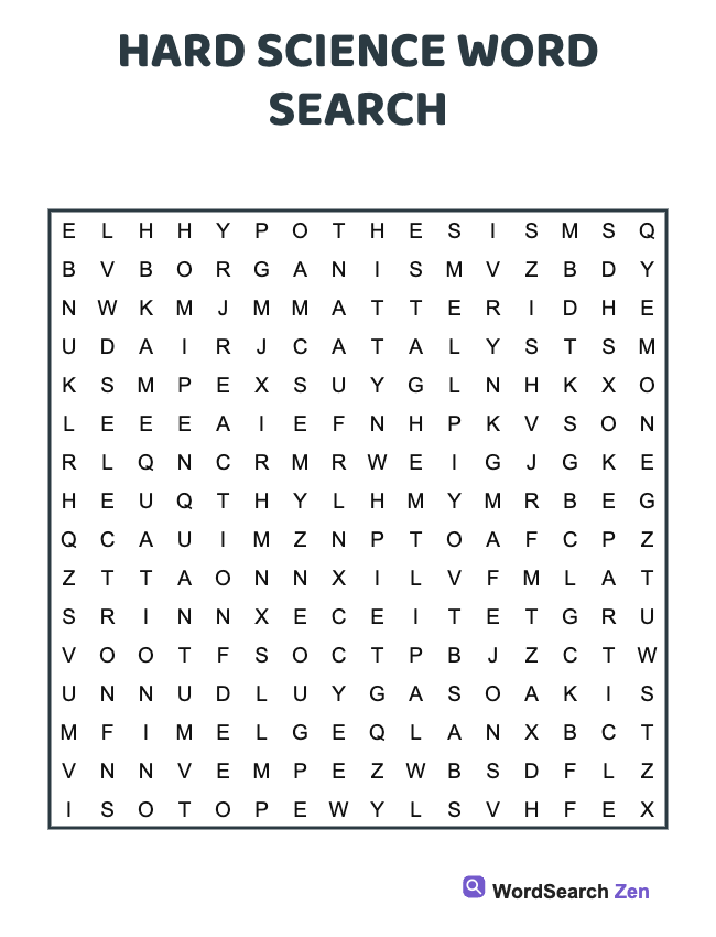 Hard Science Word Search